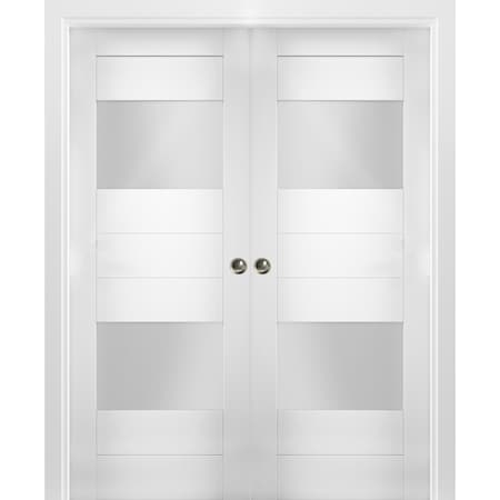 Vdomdoors Double Pocket Interior Door, 72" x 84", White SETE6222DP-WS-7284